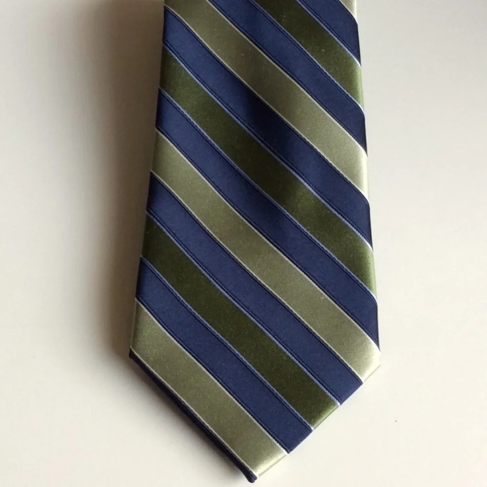 Jones New York Green & Blue Striped Silk Tie - Picture 3 of 7